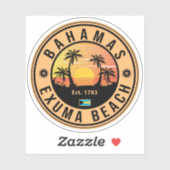 Exuma Bahamas Retro Sunset  Souvenirs Sticker (Vel)