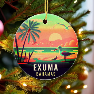 Exuma Bahamas Retro Zonsondergang Reizen Souvenir  Keramisch Ornament