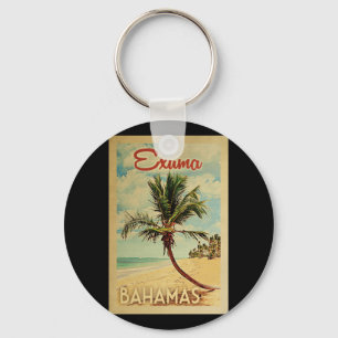Exuma Palm Tree Vintage Travel Sleutelhanger