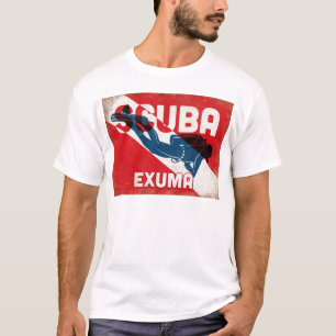 Exuma Scuba-duiker - Blauwe Retro T-shirt