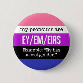 Ey/Em Pronouns - Genderfluïde vlag Ronde Button 5,7 Cm