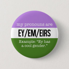 Ey/Em Pronouns - Genderqueer Flag Ronde Button 5,7 Cm