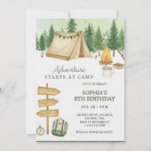 Eye catching birthday Invitation in camping vibe  (Devant)