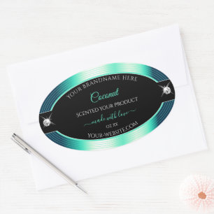 Eye Catching Black Blauwgroen Brilliants Productla Ovale Sticker