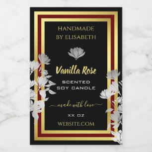 Eye Catching Floral Product Labels Black and Gold Voedselcontainer Etiket