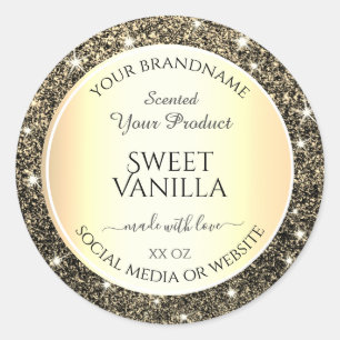 Eye Catching Gold Glitter Product Packaging Labels