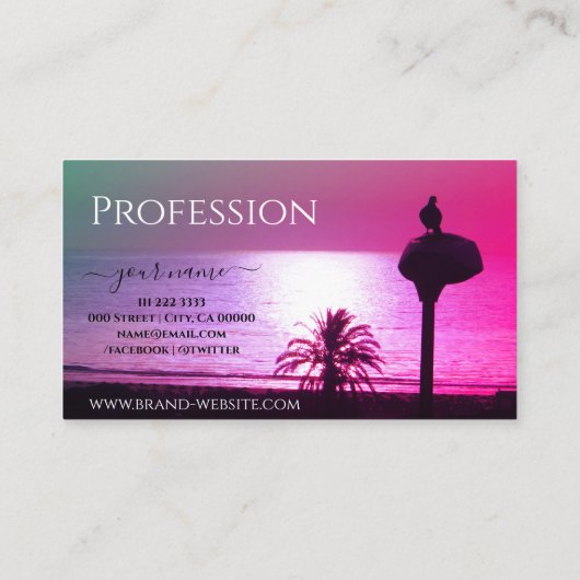 Eye Catching Pastel Ocean Pink Sunset Custom Logo Visitekaartje (Achterkant)