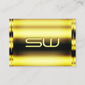 Eye Catching Shimmery Golden en Faux 3D Monogram Visitekaartje (Voorkant)