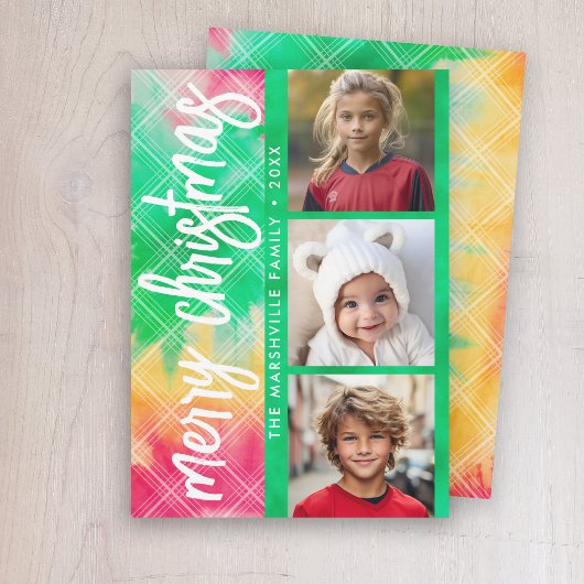 Eye Catching Tie Dye Fotocollage Vrolijk Kerstfees Feestdagenkaart