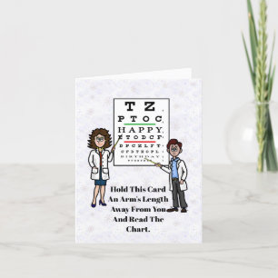 Eye Chart Examen amusant carte d'anniversaire