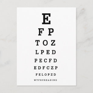 EYE CHART - Humor WTF RU LEZEN Briefkaart