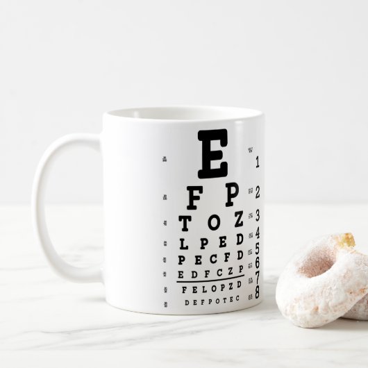 Eye Chart Optometrist Koffiemok (Met donut)