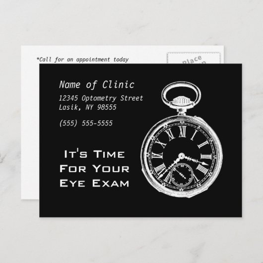 Eye Exam Appointherinnering Pocket Watch Briefkaart (Voorkant / Achterkant)