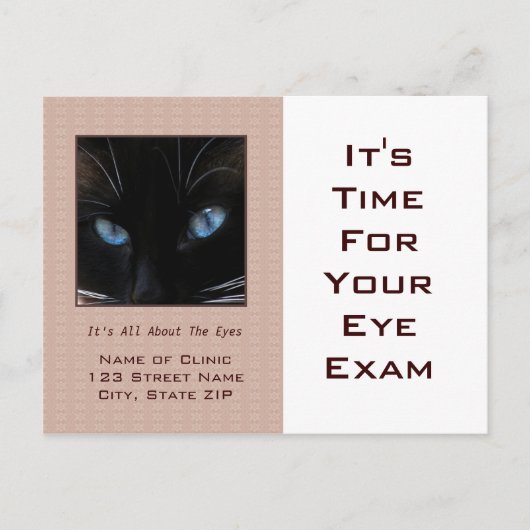 Eye Exam Appointment Herinneringen Blauwe Kat-ogen Briefkaart (Voorkant)