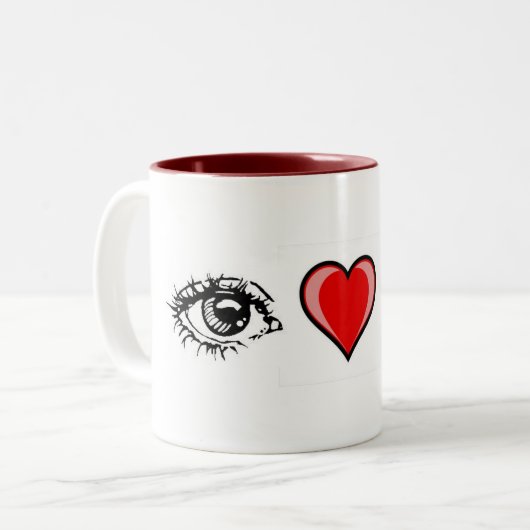 Eye Heart Ewe Tweekleurige Koffiemok (Voorkant links)