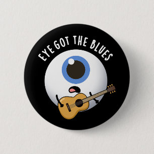 Eye heeft de Blues Funny Eyeball Music Pun Dark BG Ronde Button 5,7 Cm