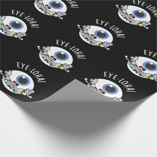 Eye-loha Funny Eye Pun Dark BG Cadeaupapier (Hoek)