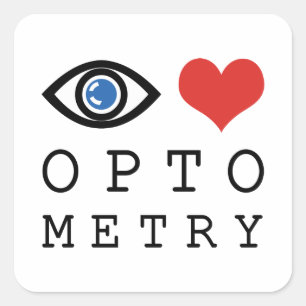 Eye Love Heart Optometrie - Optometrist Oogkaart Vierkante Sticker
