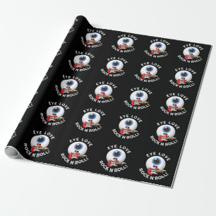 Eye Love Rock and Roll Funny Eyeball Pun Dark BG Cadeaupapier