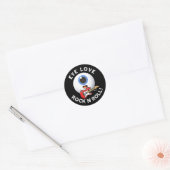 Eye Love Rock and Roll Funny Eyeball Pun Dark BG Ronde Sticker (Envelop)