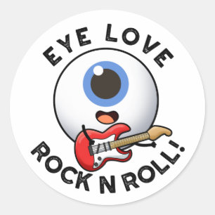 Eye Love Rock and Roll Funny Eyeball Pun Ronde Sticker