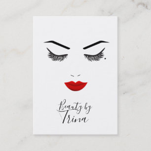 Eye Mole Beauty Face Lashes & Red Lips Makeup Visitekaartje