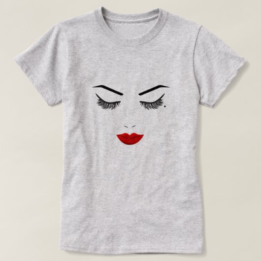 Eye Mole Beauty Face wimpers en rode lippen make-u T-shirt (Design voorkant)