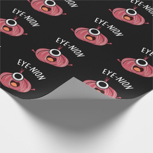 Eye-nion Funny Onion Pun Dark BG Cadeaupapier (Hoek)
