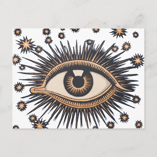 Eye Stars Moon Celestial Briefkaart (Voorkant)