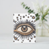Eye Stars Moon Celestial Briefkaart (Staand voorkant)