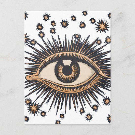 Eye Stars Moon Celestial Briefkaart (Voorkant)