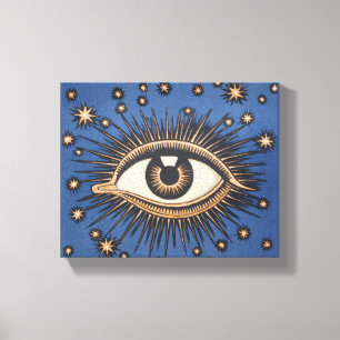 Eye Stars Moon Celestial Canvas Afdruk