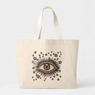Eye Stars Moon Celestial Grote Tote Bag