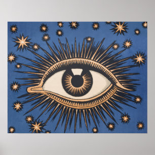Eye Stars Moon Celestial Poster