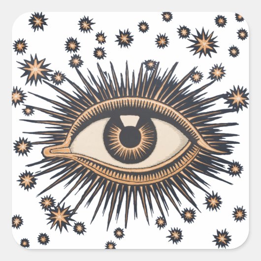 Eye Stars Moon Celestial Vierkante Sticker (Voorkant)
