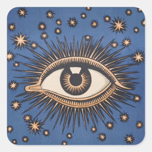 Eye Stars Moon Celestial Vierkante Sticker (Voorkant)