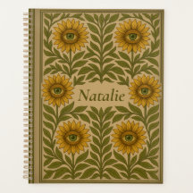 Eye Sunflower Vintage Floral Custom Name Planner
