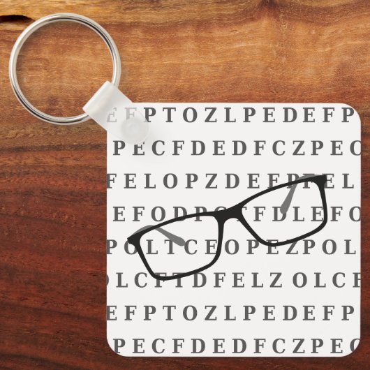 Eye Test Chart and Specs Monogram Optician Sleutelhanger (Voorkant)