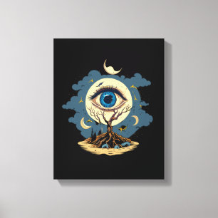Eye Tree Moon Art Canvas Afdruk