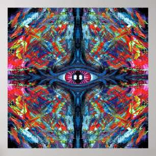 Eye Twisted en Trippy Schilderen blauw Poster