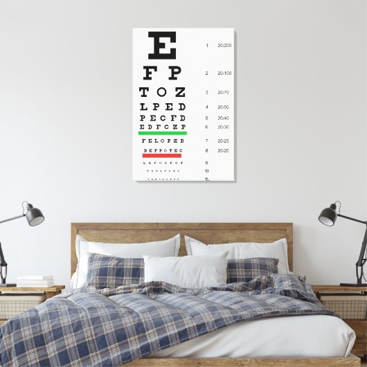 Eye Vision Snellen Chart Ophthalmology Canvas Afdruk (Insitu (Slaapkamer))