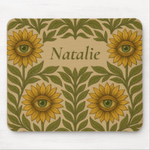 Eye Zonnebloem  Bloemen Custom Naam Mousepad