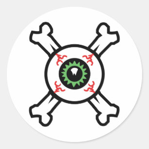 Eyeball and Crossbones for light background Ronde Sticker