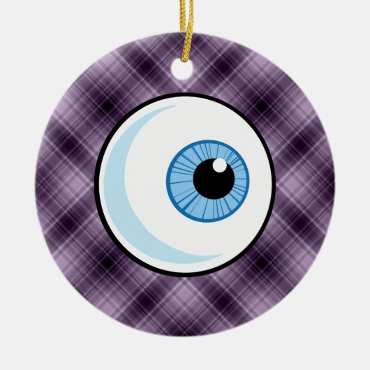 Eyeball; Paars Keramisch Ornament (Voorkant)