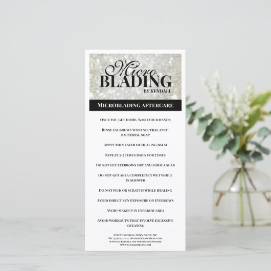 Eyebrow Aftercare Simple Black Platina Instruction Bedankkaart (Staand voorkant)