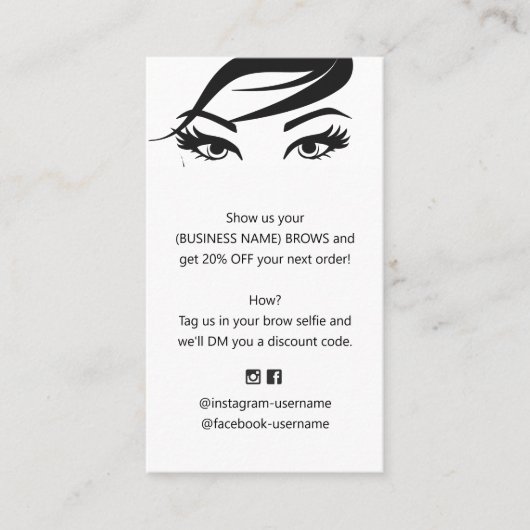 Eyebrow en Lash Extension Coupon Korting Visitekaartje (Voorkant)
