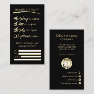 Eyebrow Gold Black Beauty Checklist Business Logo Afsprakenkaartje