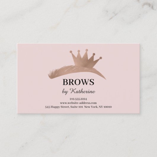 Eyebrow Micorblading Logo Aftercare Crown Roos Visitekaartje (Voorkant)