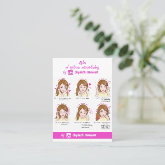 Eyebrow Microbalding Aftercare Instructions Pi Visitekaartje (Staand voorkant)