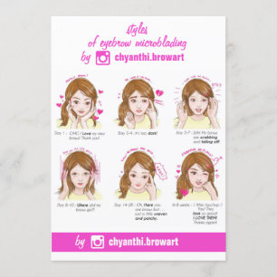 Eyebrow Microblading Aftercare Instructies Roze Kaart